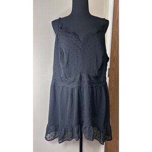 Women NWT Torrid Babydoll Clip Dot Lace Cami Tank Top Size 3x Black Plus Size